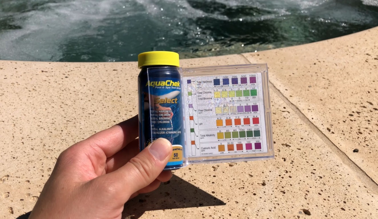 Pool water chemistry testing for algae removal treatment in Buena Park, CA